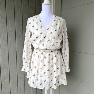 Paige Serrano Floral Peasant Dress w/ Smocked Waist & Tiered Skirt | Small